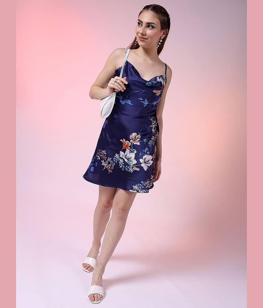 Freehand Women Polyester Printed Maxi ( Blue )