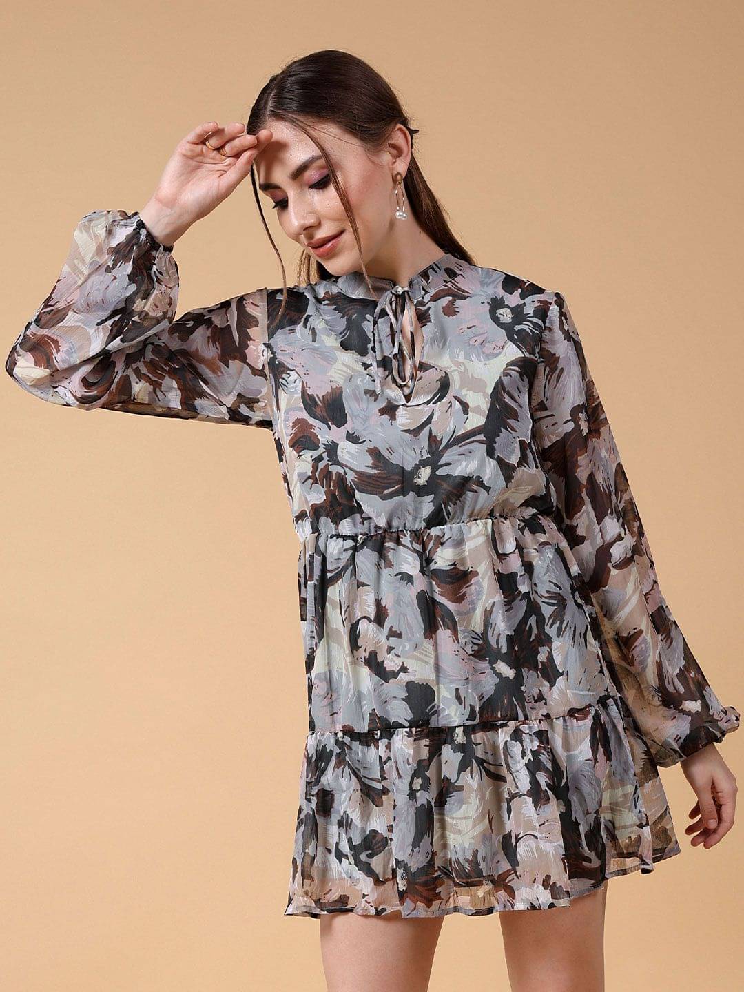     			Freehand Women Polyester Printed Fit & Flare Dress ( Multicolor )