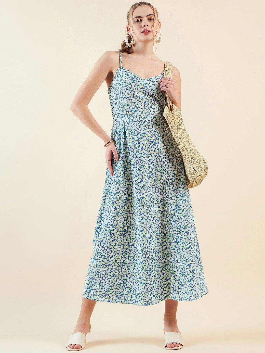 Freehand Women Polyester Printed Maxi ( Blue ) Freehand Women Polyester Printed Maxi ( Blue )
