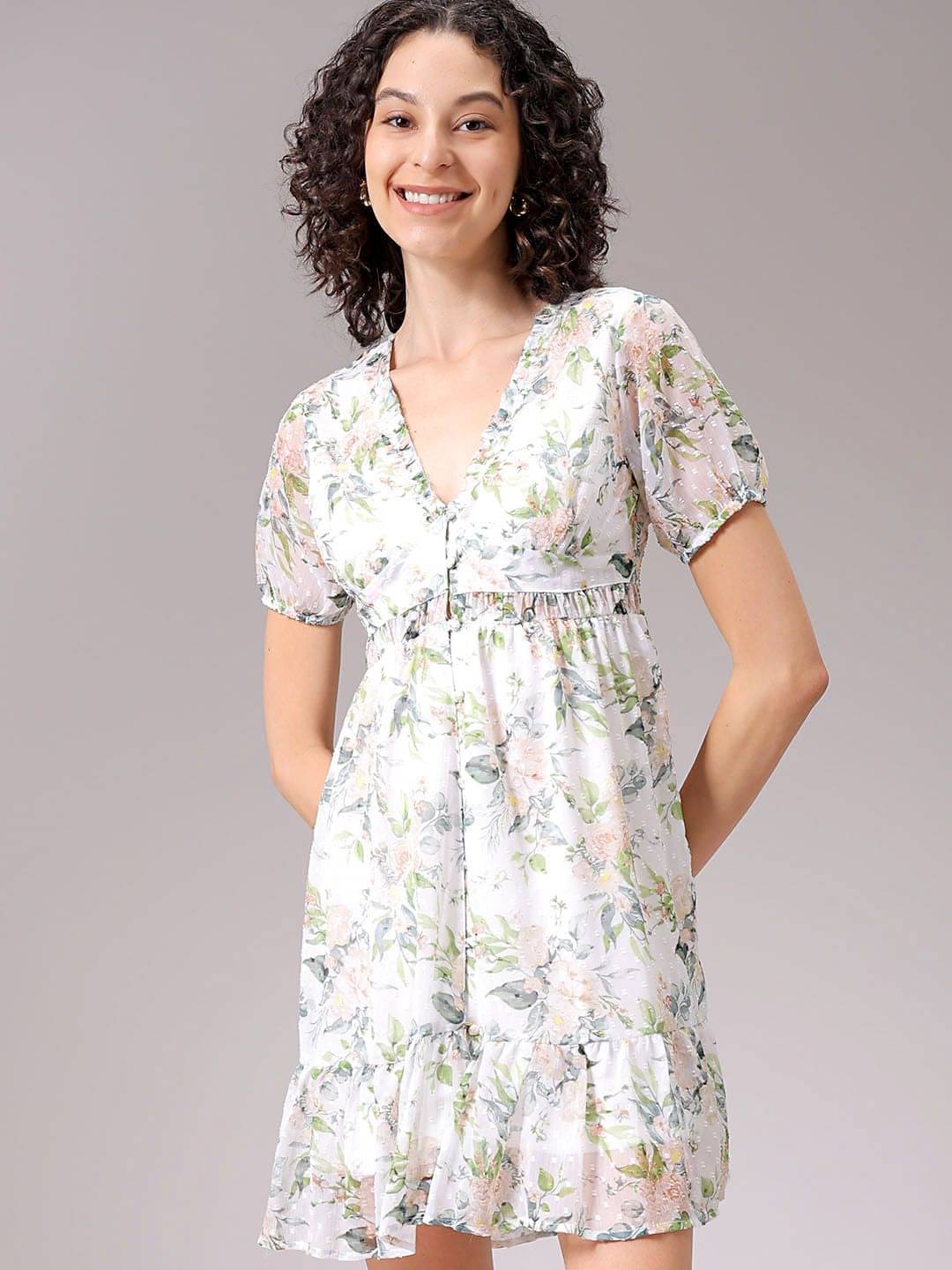 Freehand Women Polyester Printed Maxi ( White ) Freehand Women Polyester Printed Maxi ( White )