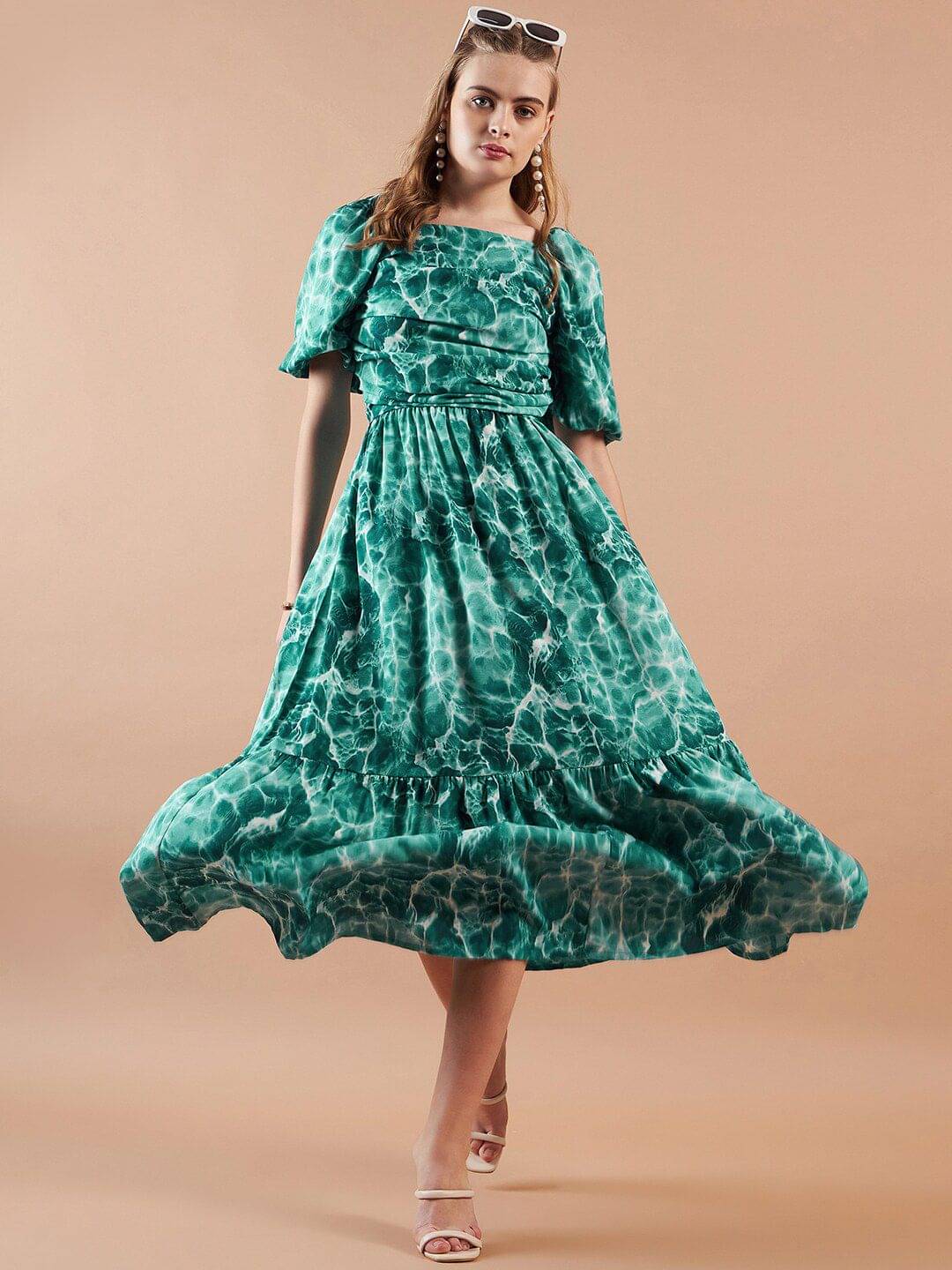 Freehand Women Polyester Solid Maxi ( Green ) Freehand Women Polyester Solid Maxi ( Green )