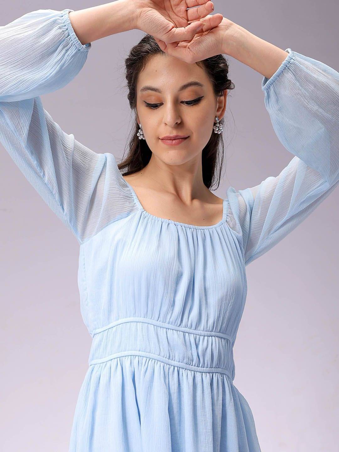 Freehand Women Polyester Solid Maxi ( Light Blue ) Freehand Women Polyester Solid Maxi ( Light Blue )