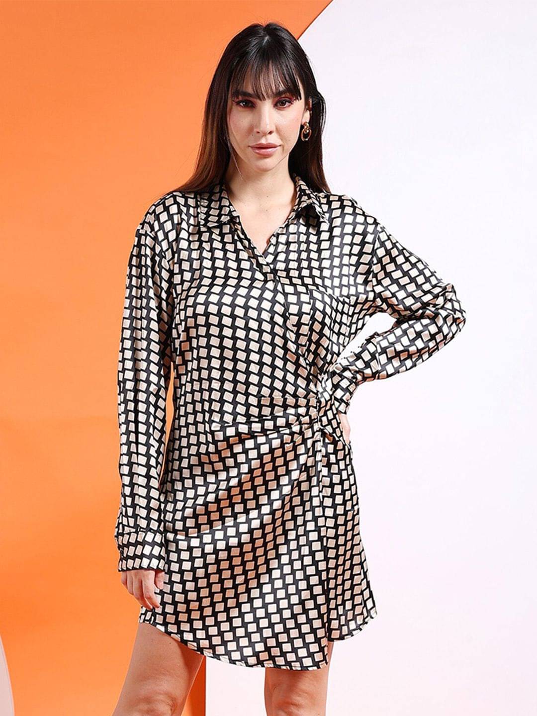 Freehand Women Polyester Solid Drop Waist Dress ( Brown ) Freehand Women Polyester Solid Drop Waist Dress ( Brown )