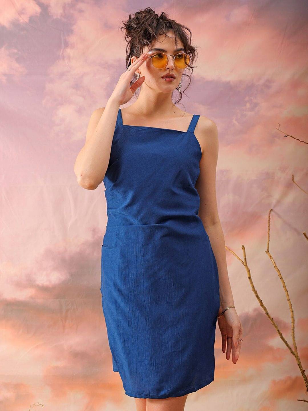     			Freehand Women Polyester Solid Maxi ( Dark Blue )