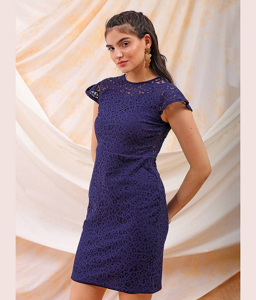 Freehand Women Polyester Solid Maxi ( Navy Blue )