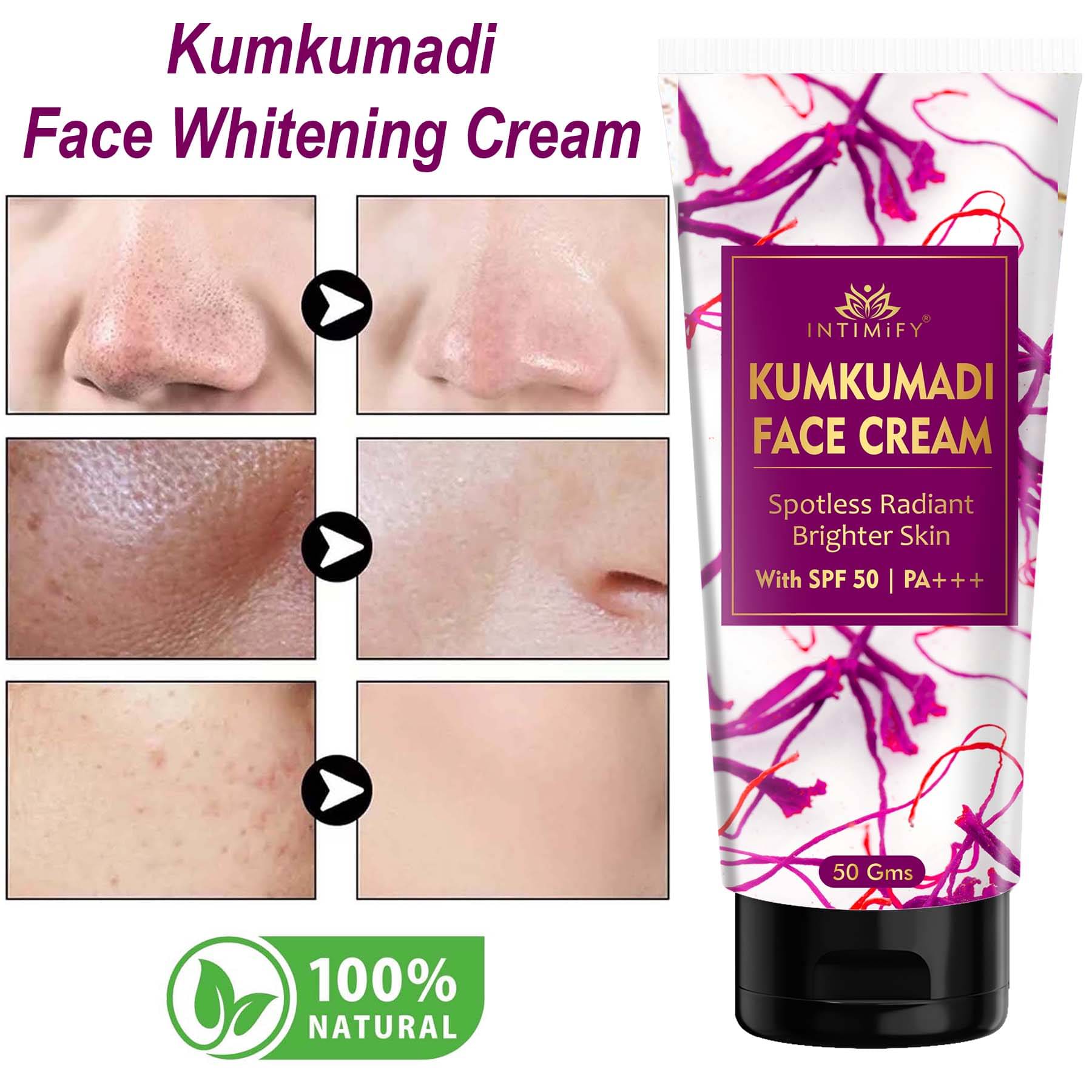     			Intimify Kumkumadi Face Cream, Face Whitening Cream, Day Cream All Skin Type Saffron (50 gm)