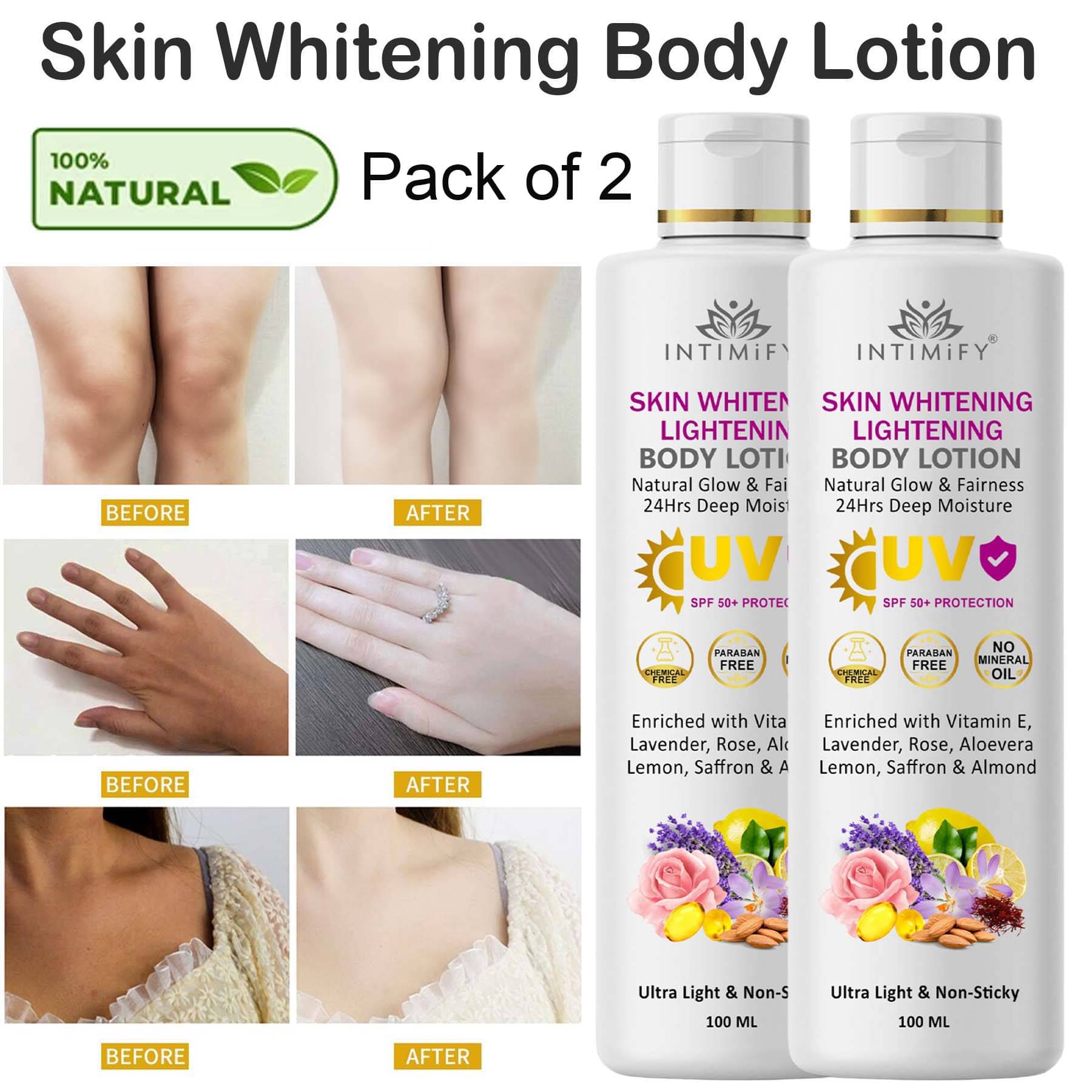 Intimify Fairness Lotion, Almonds Nourishing Body Lotion For All Skin Type 100 ml (Pack of 2) Intimify Fairness Lotion, Almonds Nourishing Body Lotion For All Skin Type 100 ml (Pack of 2)