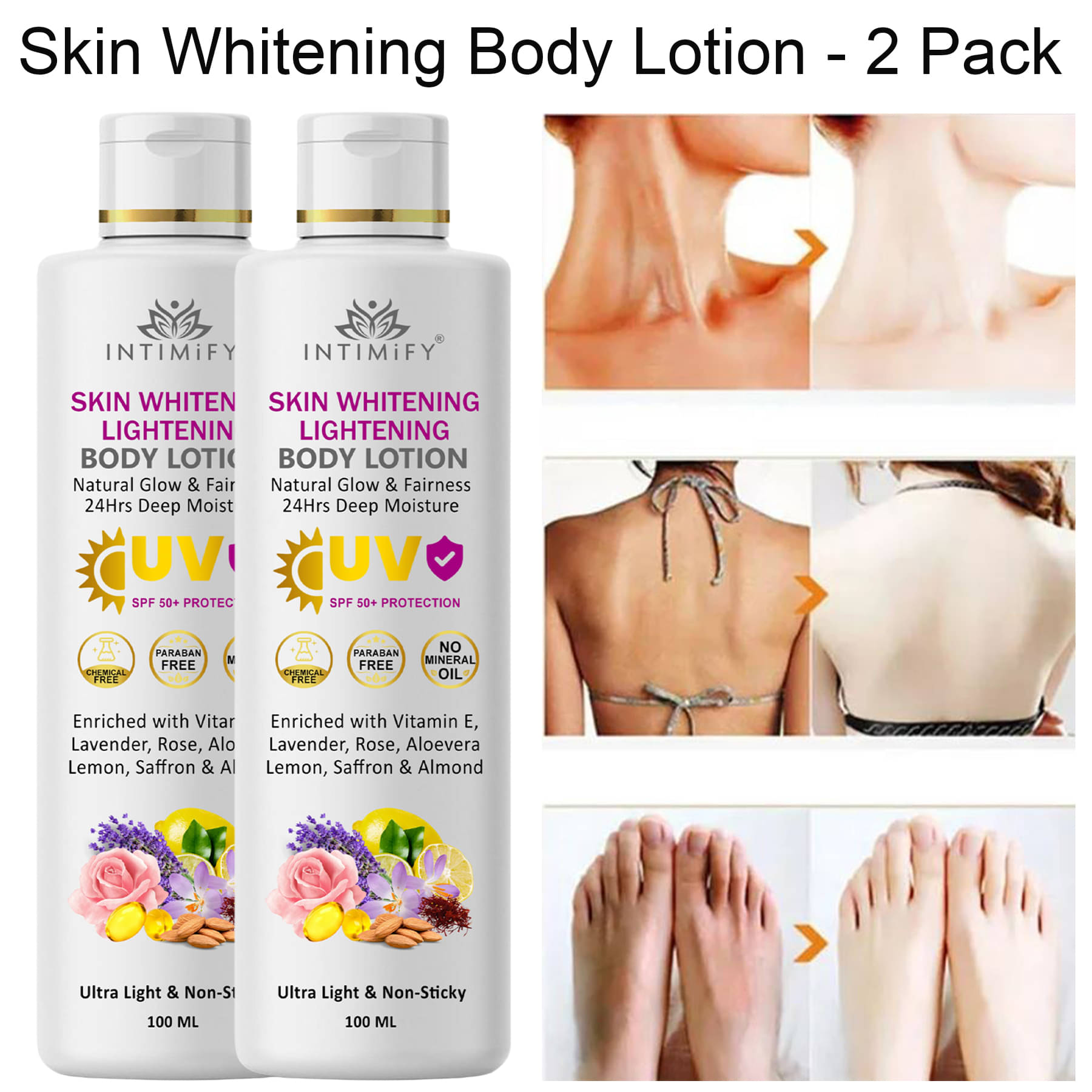     			Intimify Skin Whitening Lotion, Nourishing Moisturizing Lotion For All Skin Type 100 ml (Pack of 2)