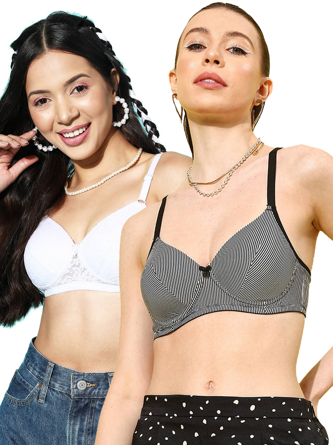Leading Lady Pack of 2 Nylon Lightly Padded T-Shirt Bra For Women ( White ) Leading Lady Pack of 2 Nylon Lightly Padded T-Shirt Bra For Women ( White )