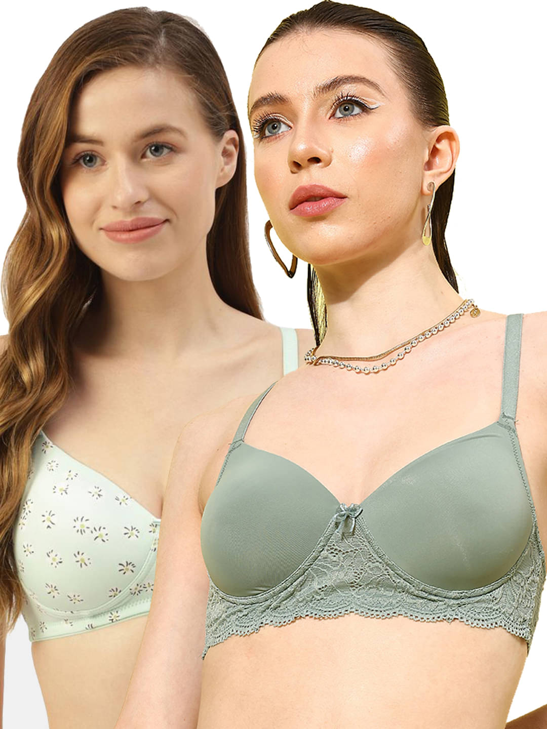 Leading Lady Pack of 2 Nylon Lightly Padded T-Shirt Bra For Women ( Sea Green ) Leading Lady Pack of 2 Nylon Lightly Padded T-Shirt Bra For Women ( Sea Green )