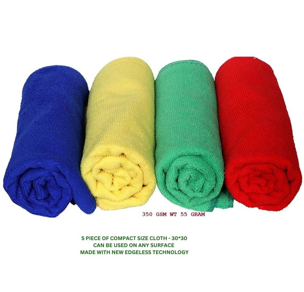    			MANSUDH Multicolor 240 GSM Microfiber Cloth For Automobile ( Pack of 5 )