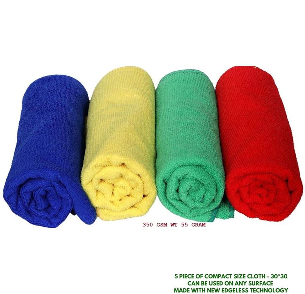     			MANSUDH Multicolor 240 GSM Microfiber Cloth For Automobile ( Pack of 5 )