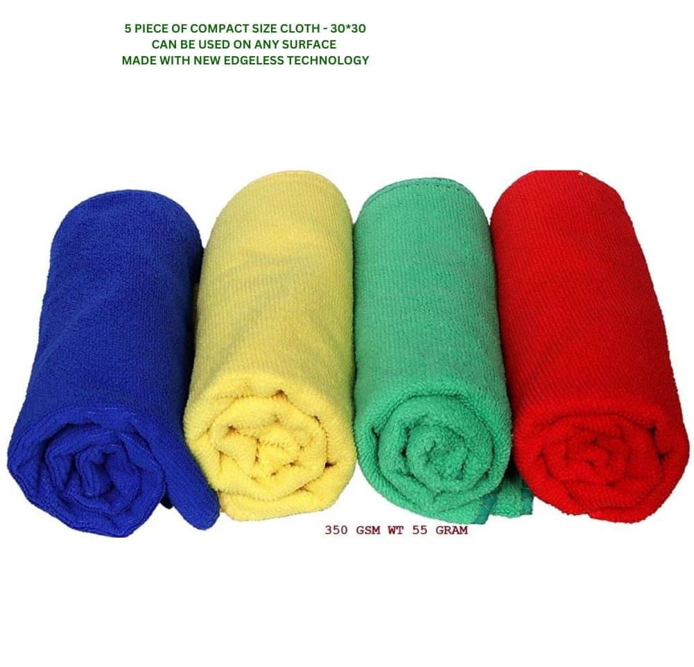     			MANSUDH Multicolor 240 GSM Microfiber Cloth For Automobile ( Pack of 5 )