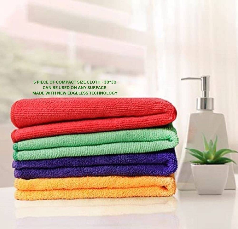     			MANSUDH Multicolor 240 GSM Microfiber Cloth For Automobile ( Pack of 5 )