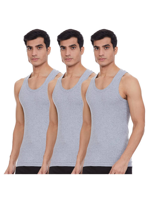     			Renox Pack of 3 Cotton Tank For Men ( Grey )