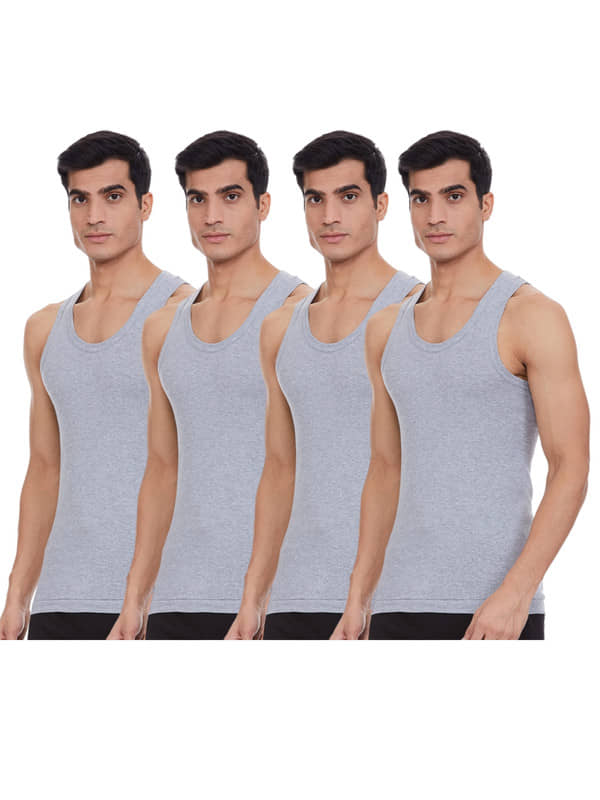 Renox Pack of 4 Cotton Tank For Men ( Grey ) - Nightwear & Loungewear | Buy online on ZillyBuy