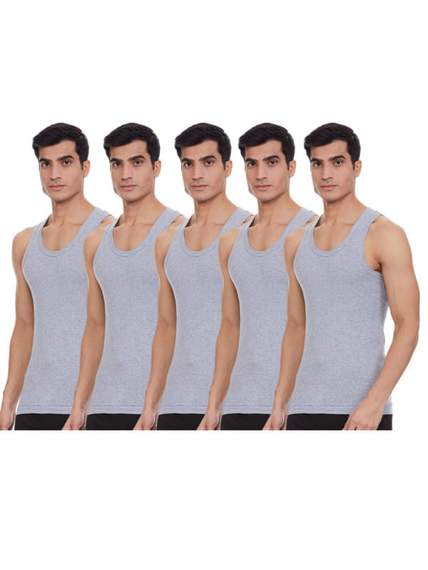 Renox Pack of 5 Cotton Tank For Men ( Grey )     			Renox Pack of 5 Cotton Tank For Men ( Grey )