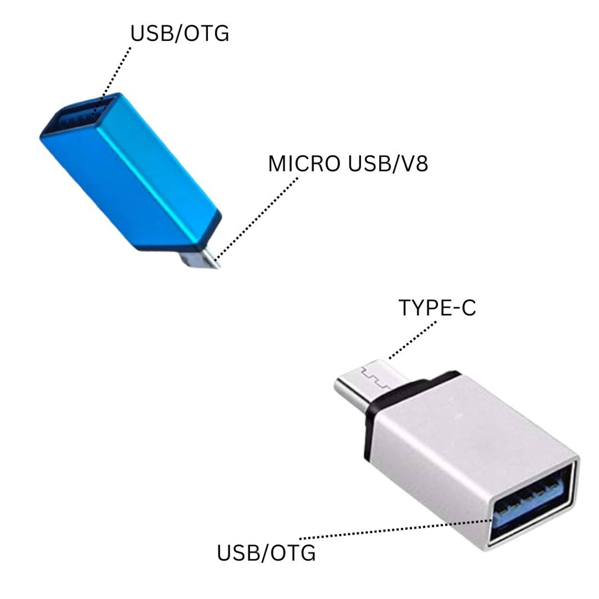     			THRIFTKART - (1PC-ONLY )  Micro USB to OTG and (1PC-ONLY ) Type-C to OTG  for PENDRIVE and Many More USB Enable Device to Android MOBILES VIA OTG (Pack of Type-C OTG Adaptor & V8 OTG adapter))