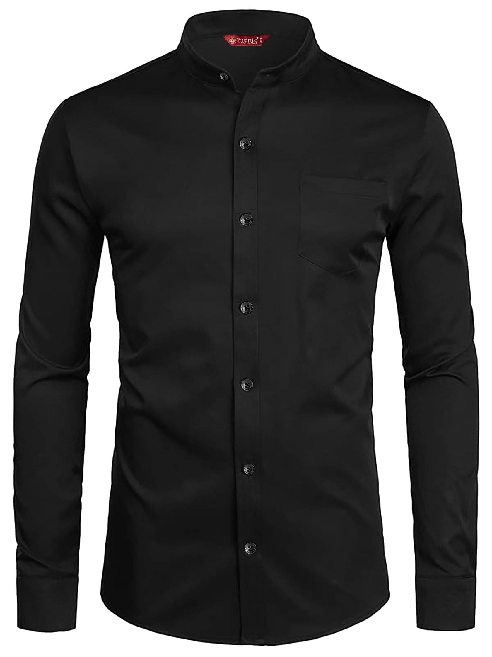 Yugnik Cotton Blend Slim Fit Full Sleeves Men's Formal Shirt - Black ( Pack of 1 )     			Yugnik Cotton Blend Slim Fit Full Sleeves Men's Formal Shirt - Black ( Pack of 1 )