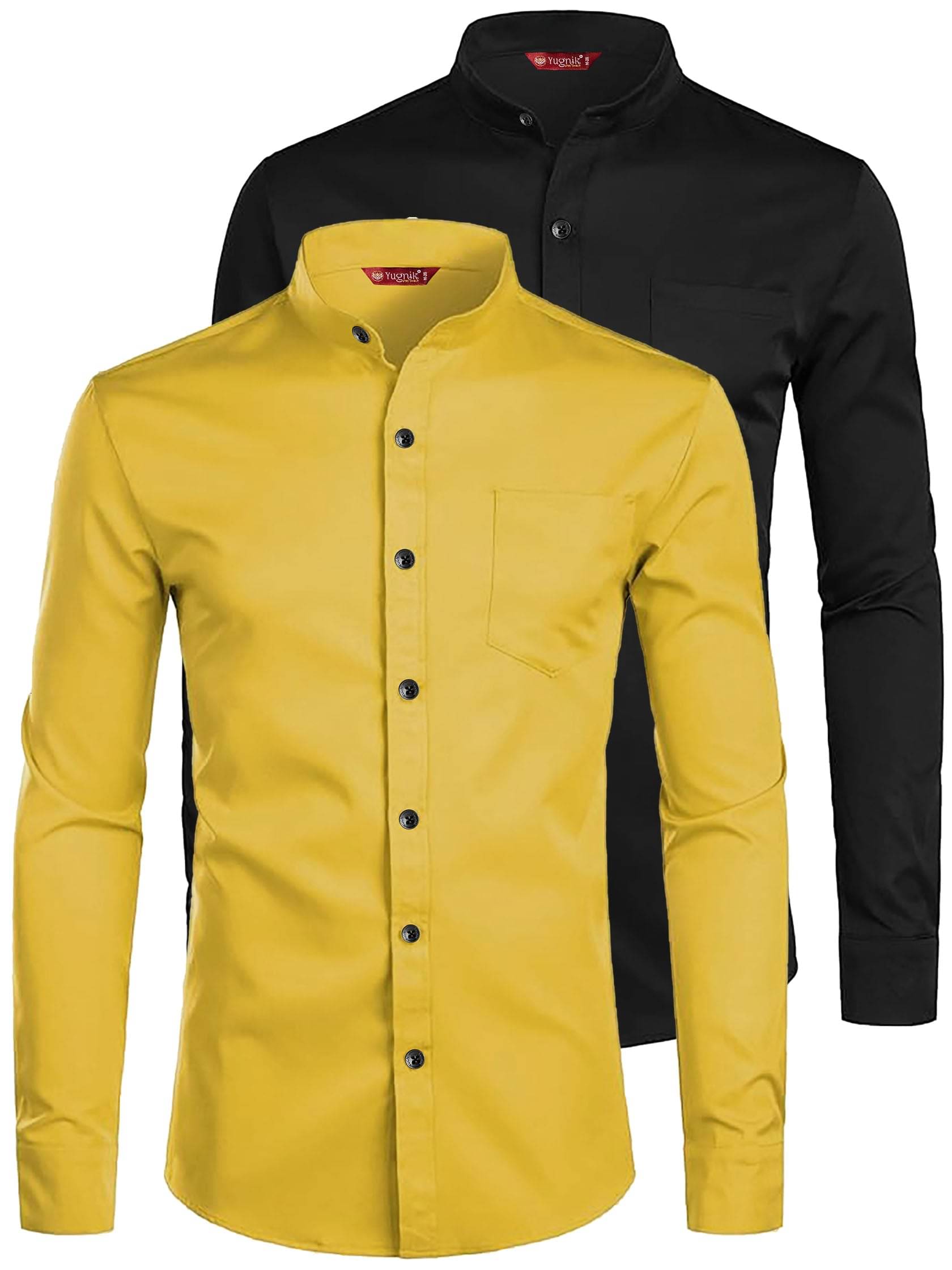     			Yugnik Cotton Blend Slim Fit Full Sleeves Men's Formal Shirt - Yellow ( Pack of 2 )