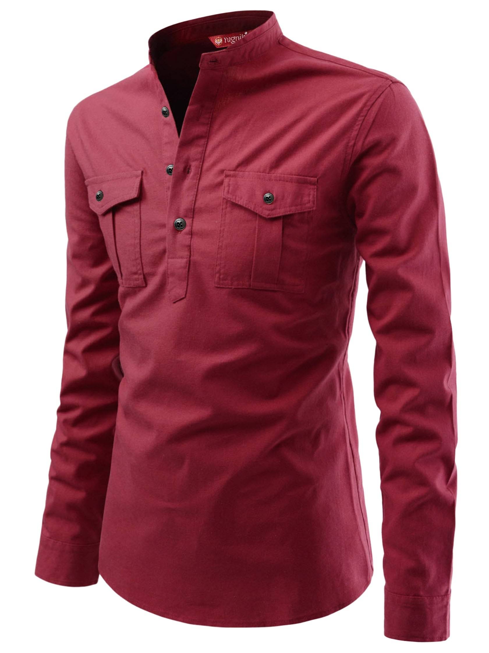    			Yugnik Maroon Cotton Men's Regular Kurta ( Pack of 1 )