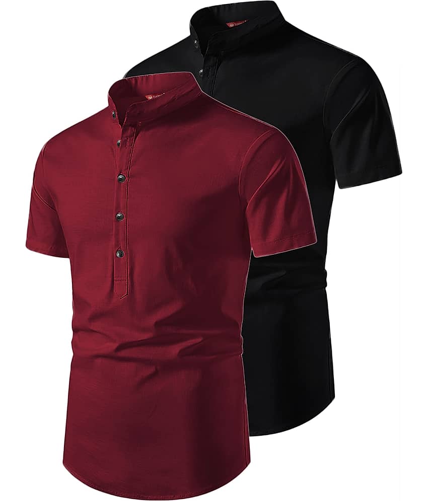 Yugnik Maroon Cotton Men's Regular Kurta ( Pack of 2 ) - Kurtas & Kurta Sets | Buy online on ZillyBuy