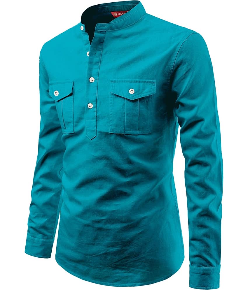 Yugnik Light Green Cotton Men's Regular Kurta ( Pack of 1 ) - Kurtas & Kurta Sets | Buy online on ZillyBuy