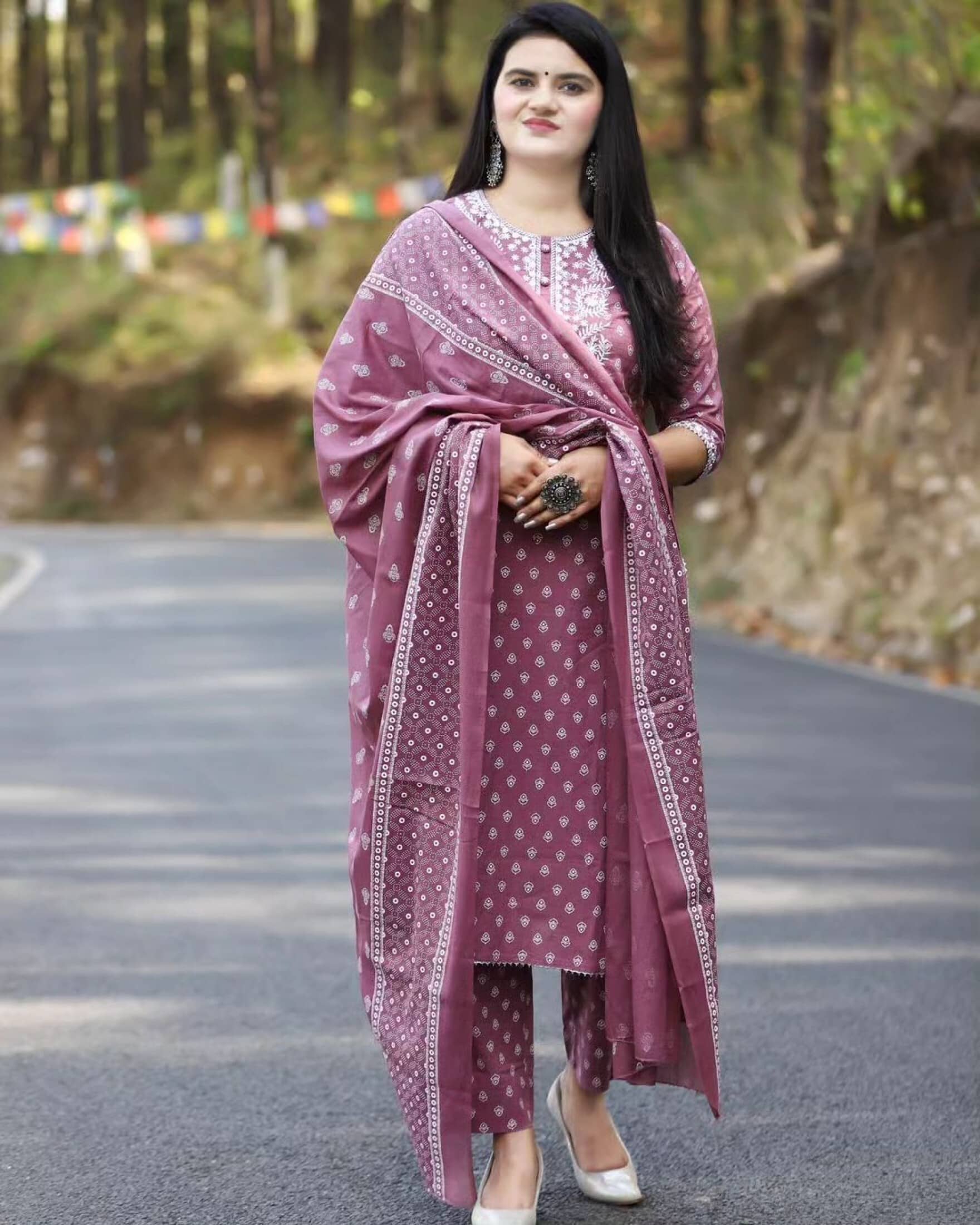 piludi Viscose Printed Kurti With Pants Women's Stitched Salwar Suit - Pink ( Pack of 1 )
