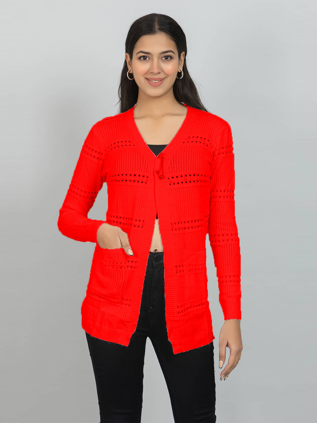 woolkart Woollen Women's Shrugs - Red ( )     			woolkart Woollen Women's Shrugs - Red ( )