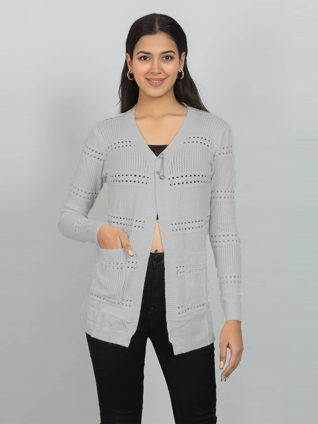 woolkart Woollen Women's Shrugs - Grey ( )     			woolkart Woollen Women's Shrugs - Grey ( )