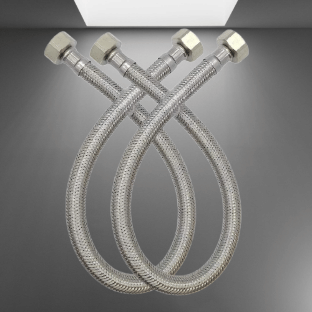 BATHONIX 24Inch Universal Hot & Cold Water Geyser Stainless Steel Connection Pipe BATHONIX 24Inch Universal Hot & Cold Water Geyser Stainless Steel Connection Pipe