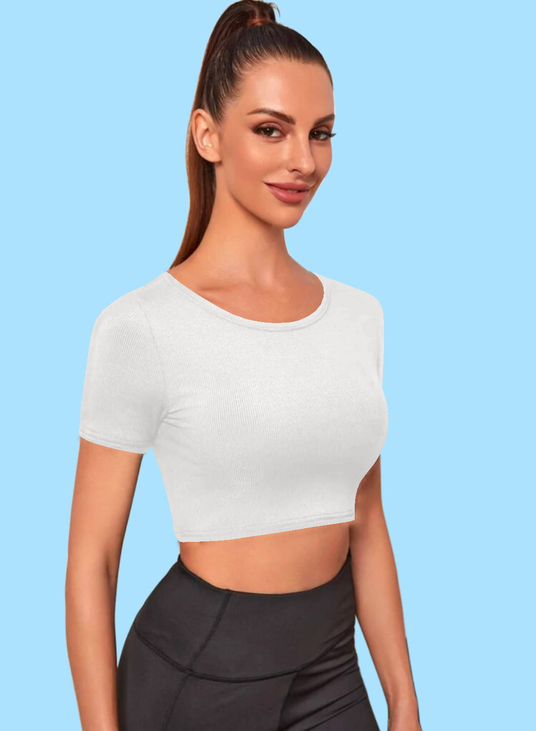 Dream Beauty Fashion Women's Polyester Crop Top ( White ) Dream Beauty Fashion Women's Polyester Crop Top ( White )