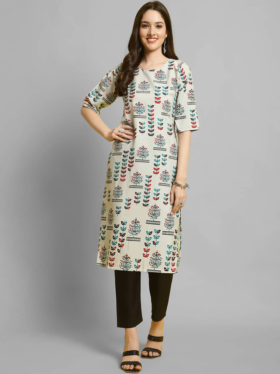     			Ethnicbasket Crepe Printed Kurti With Pants Women's Stitched Salwar Suit - Multicolor ( Pack of 1 )
