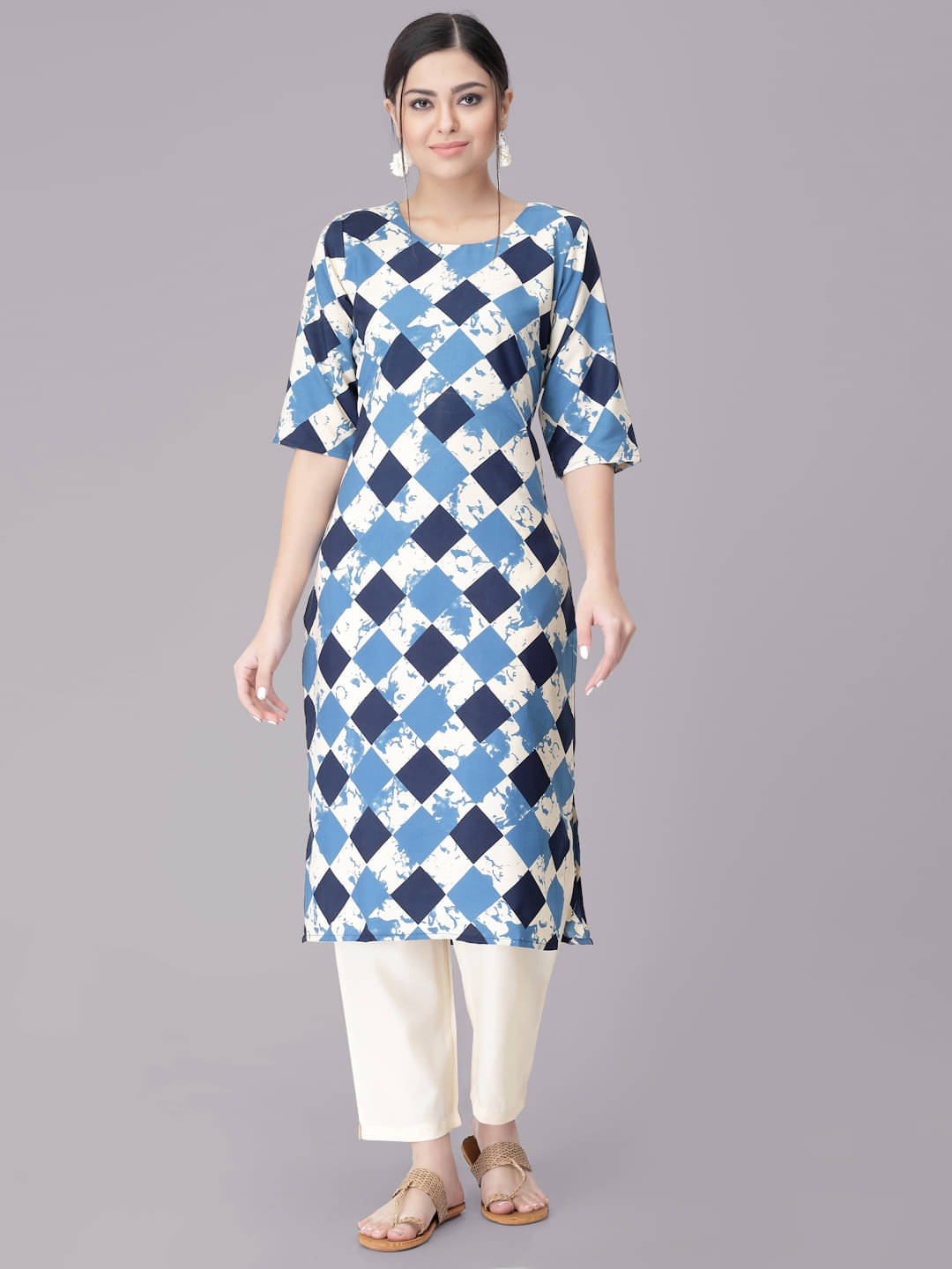 Ethnicbasket Crepe Printed Kurti With Pants Women's Stitched Salwar Suit - Multicoloured ( Pack of 1 ) Ethnicbasket Crepe Printed Kurti With Pants Women's Stitched Salwar Suit - Multicoloured ( Pack of 1 )