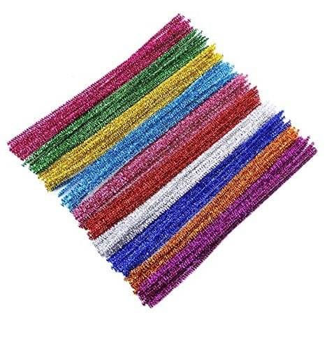     			FREEDY Multicolor Sparkle Pipe Cleaners 100 Pcs, Chenille Stems for DIY Crafts Decorations Creative School Projects (6 mm x 12 Inch)