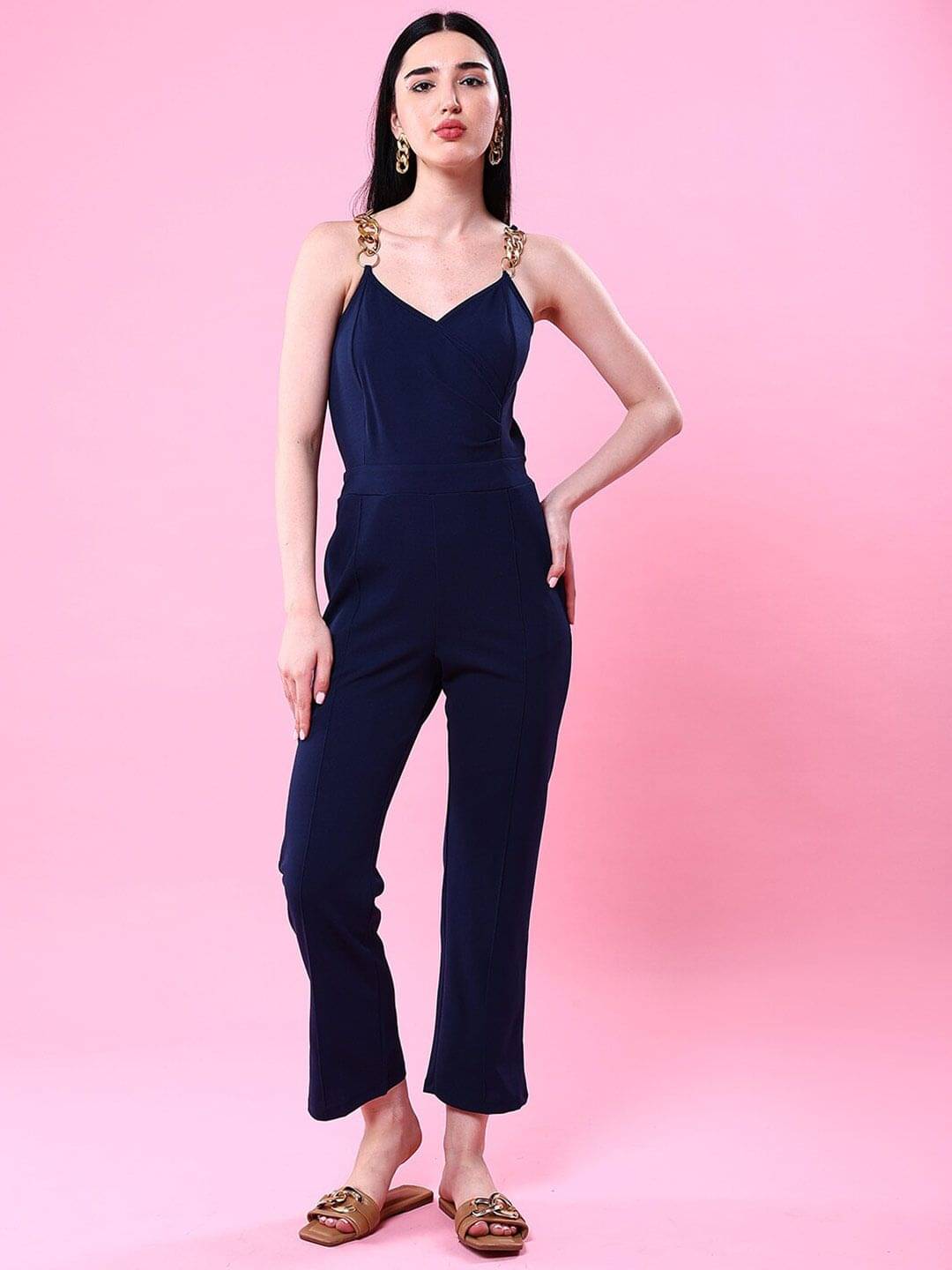 Freehand Blue Polyester Regular Fit Women's Jumpsuit ( Pack of 1 ) Freehand Blue Polyester Regular Fit Women's Jumpsuit ( Pack of 1 )