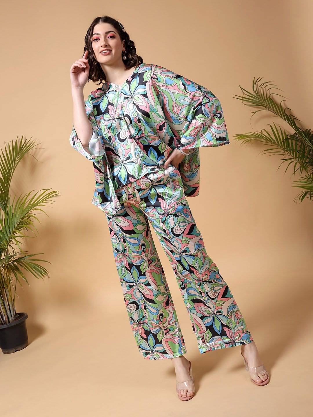     			Freehand Women Printed Top With Trousers Co-Ord Set ( Multi Color )