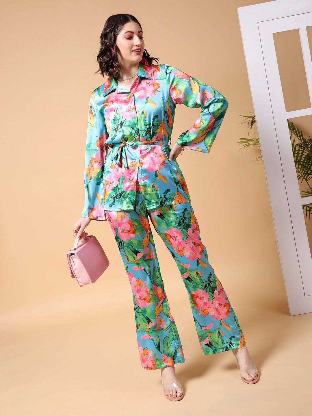     			Freehand Women Printed Shirt With Trousers Co-Ord Set ( Multicolor )