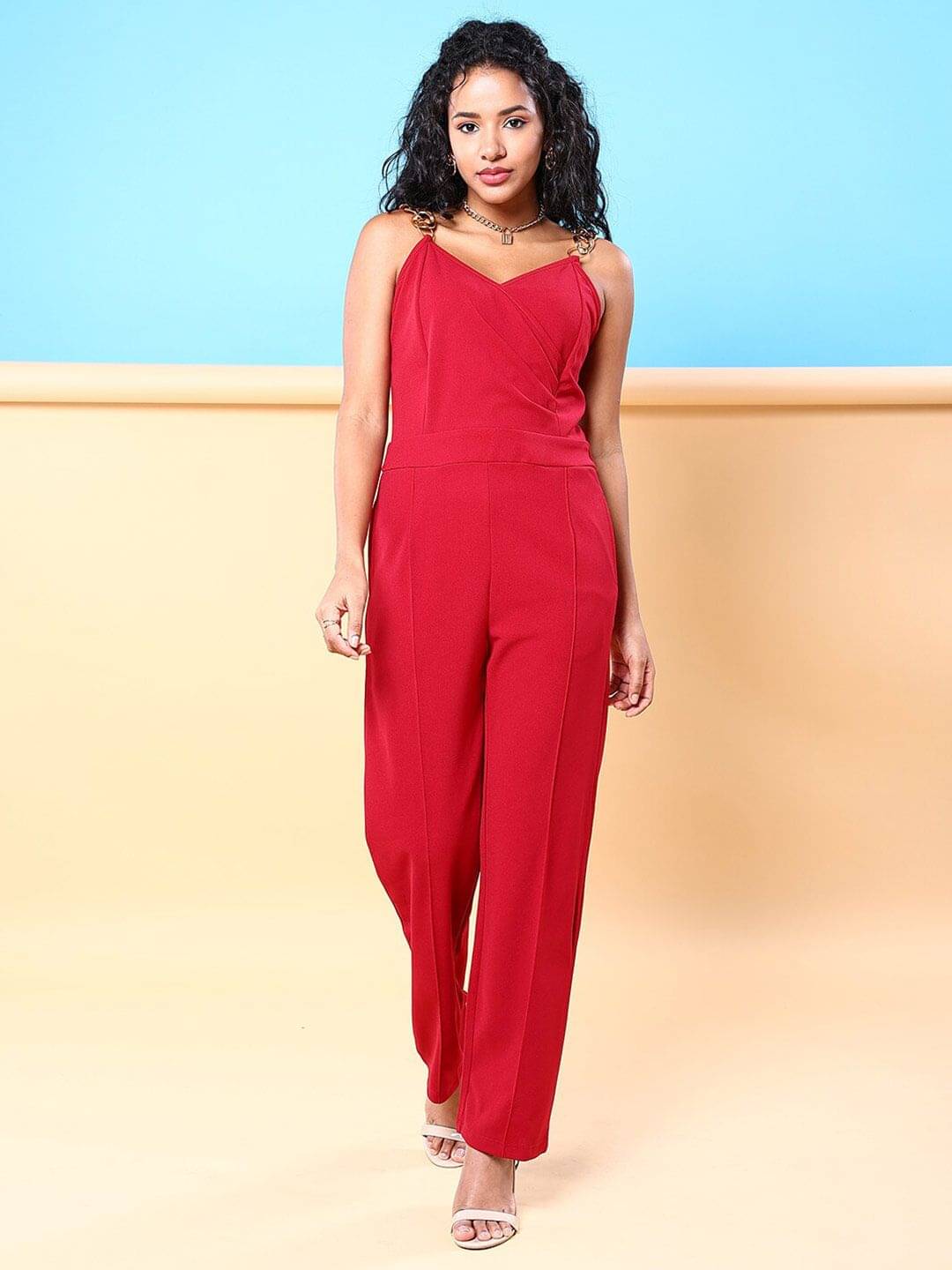     			Freehand Red Polyester Regular Fit Women's Jumpsuit ( Pack of 1 )