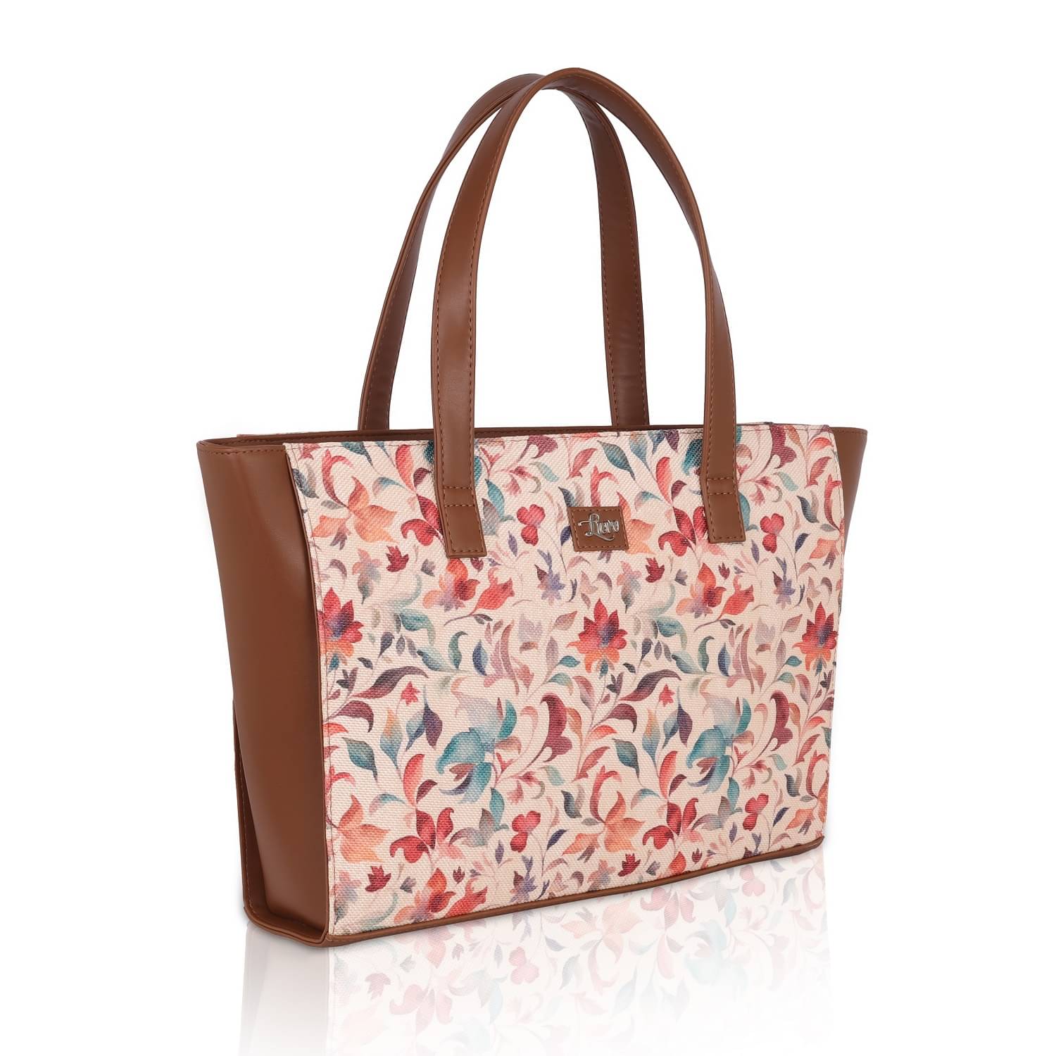     			Livro Tote Bag Faux Leather Set of 1 ( Beige )