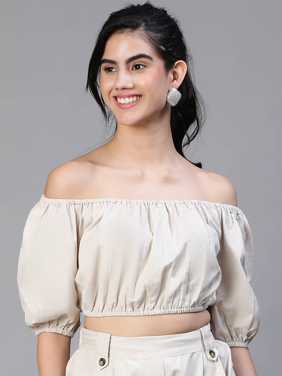     			Oxolloxo Beige Cotton Women's Regular Top ( Pack of 1 )