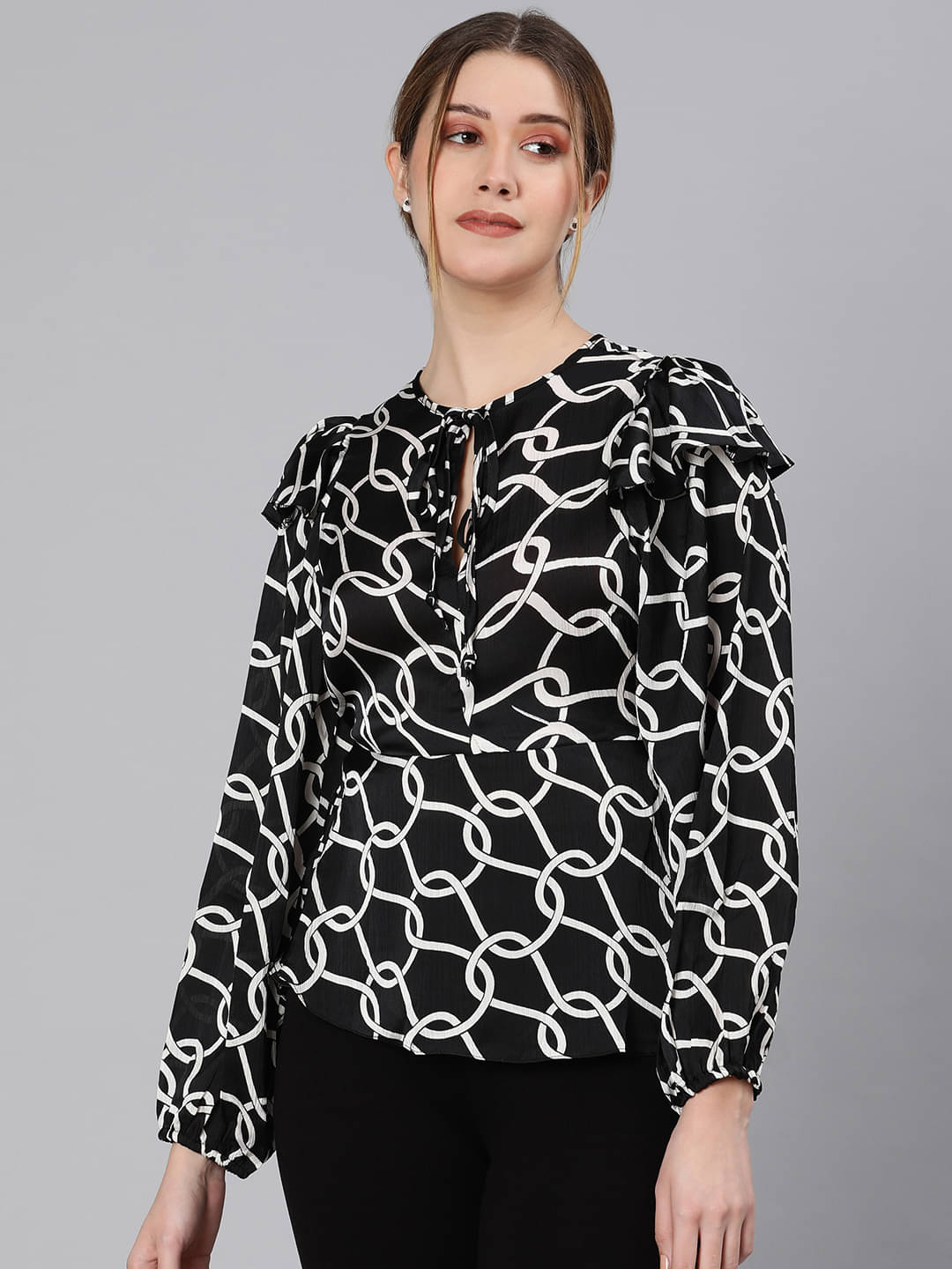 Oxolloxo Women's Polyester Regular Top ( Black ) Oxolloxo Women's Polyester Regular Top ( Black )