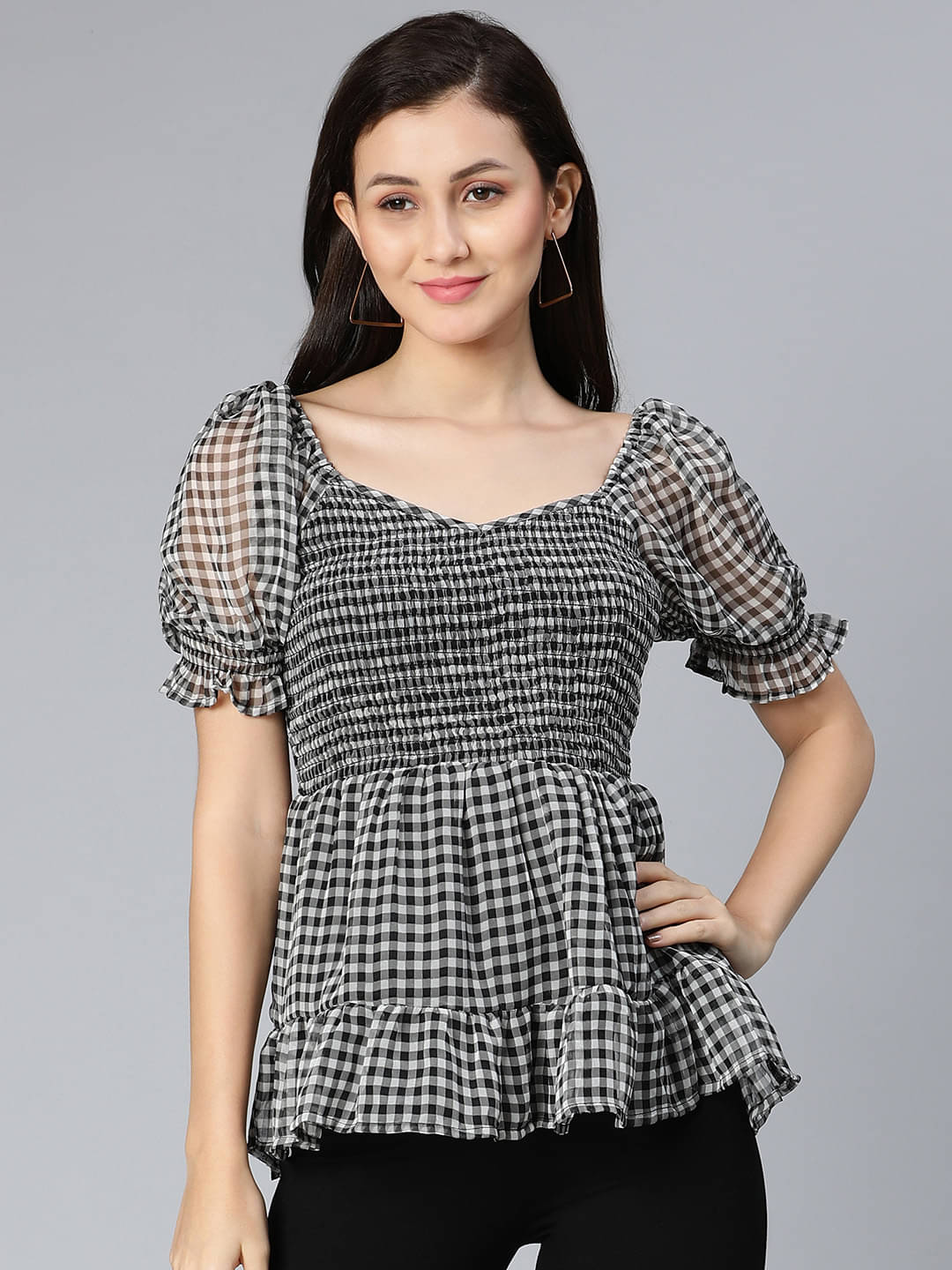     			Oxolloxo Women's Polyester Regular Top ( Black )
