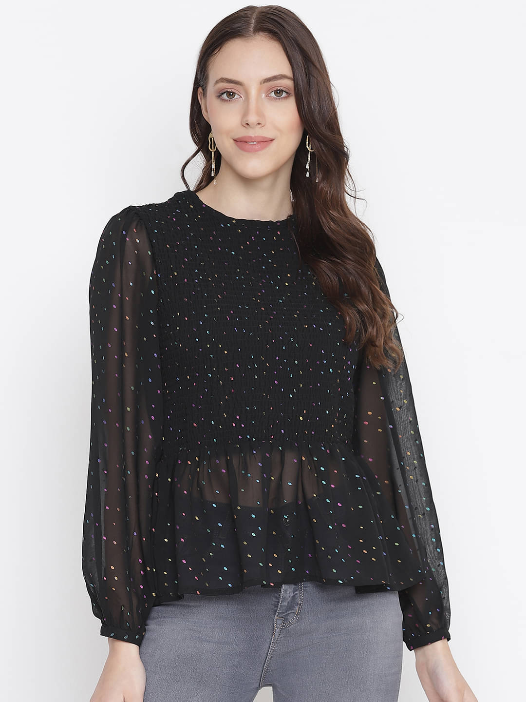     			Oxolloxo Women's Polyester Regular Top ( Black )