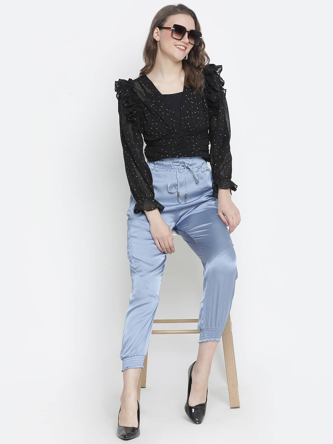 Oxolloxo Women's Polyester Regular Top ( Black )     			Oxolloxo Women's Polyester Regular Top ( Black )