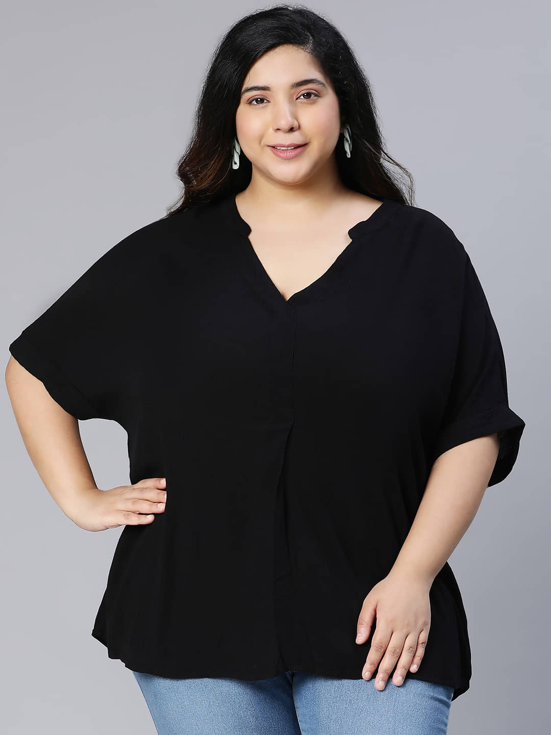 Oxolloxo Women's Polyester Regular Top ( Black )