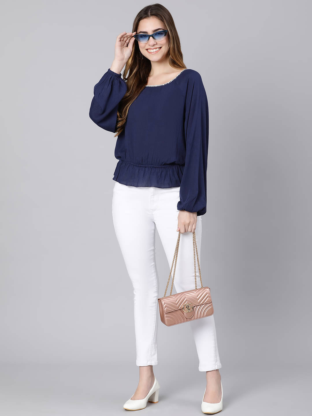     			Oxolloxo Women's Viscose Rayon Regular Top ( Blue )
