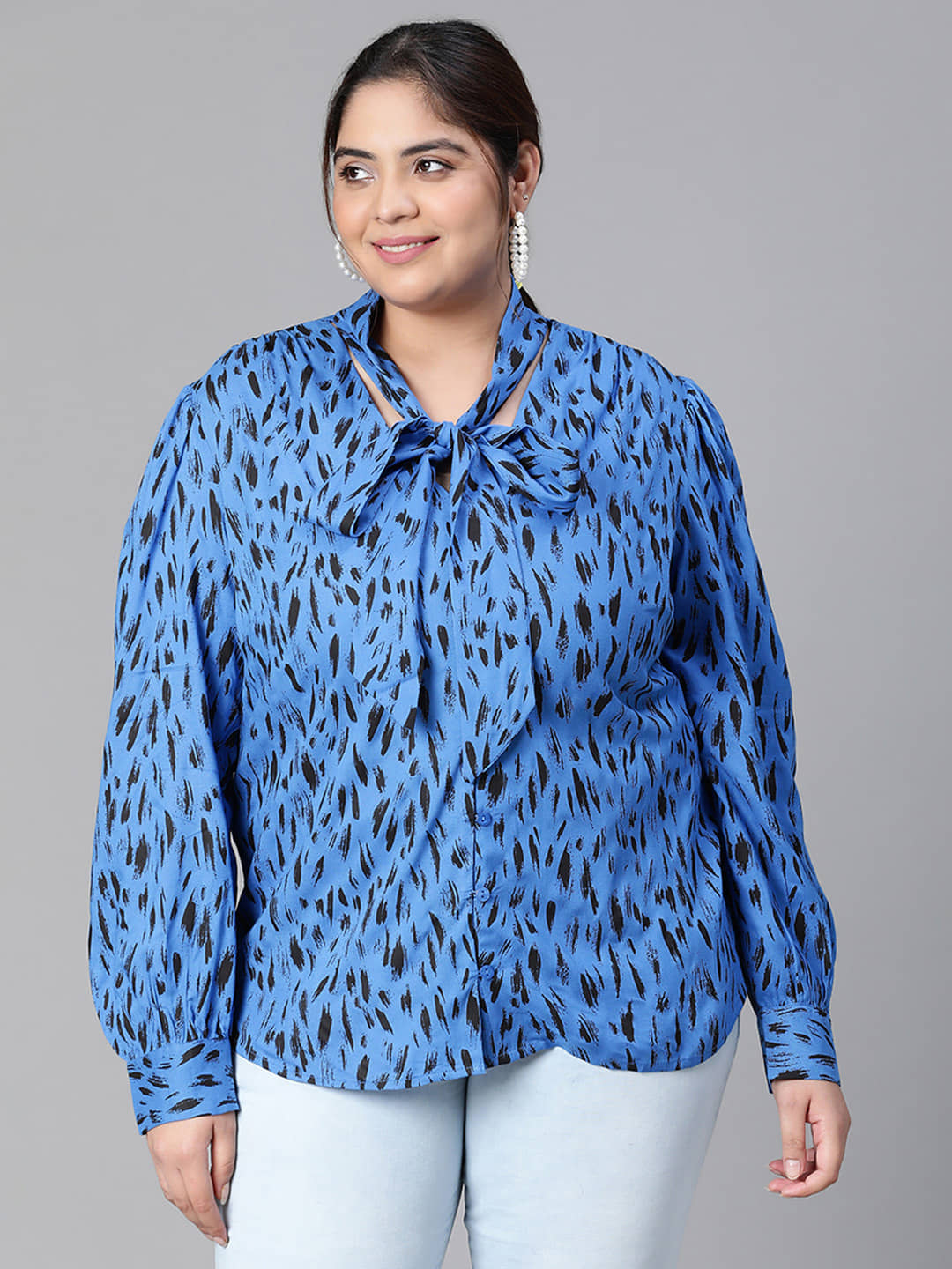 Oxolloxo Women's Viscose Rayon Regular Top ( Blue )