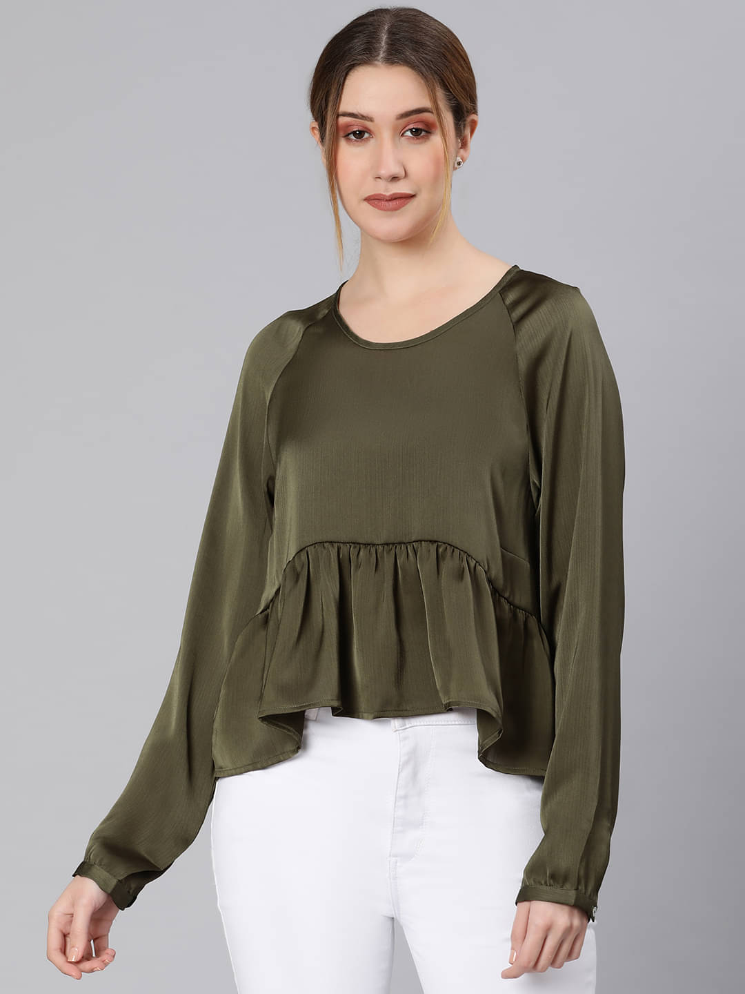 Oxolloxo Women's Polyester Regular Top ( Green ) Oxolloxo Women's Polyester Regular Top ( Green )