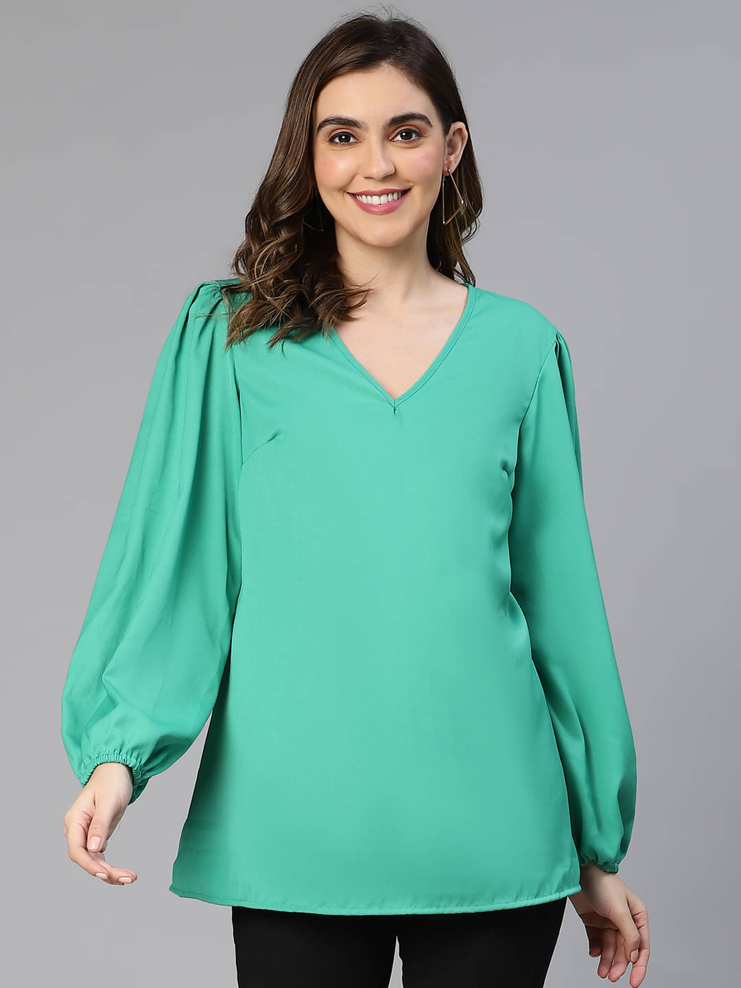 Oxolloxo Women's Polyester Regular Top ( Green ) Oxolloxo Women's Polyester Regular Top ( Green )